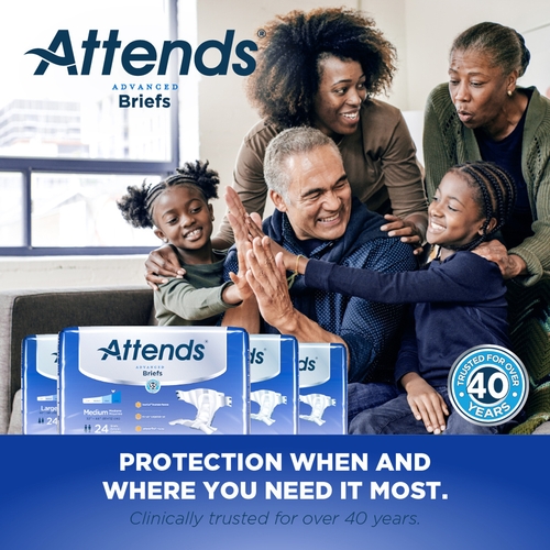 MON950223CS - Attends - Attends Tab Closure Heavy Absorbency Incontinence Briefs, Medium, 96 EA/CS