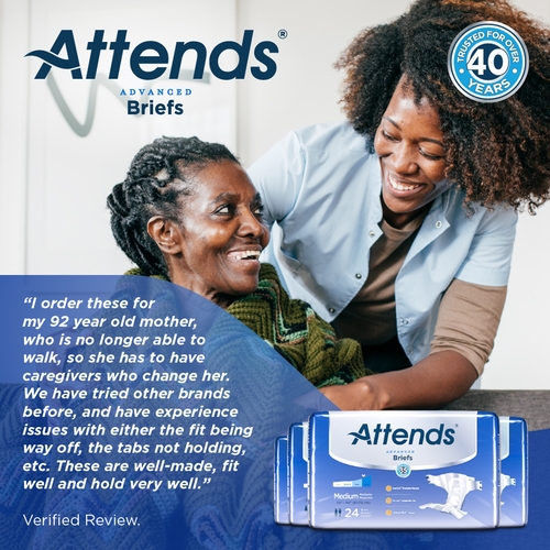 MON950223CS - Attends - Attends Tab Closure Heavy Absorbency Incontinence Briefs, Medium, 96 EA/CS