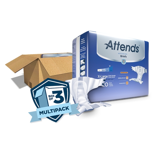 MON950226CS - Attends - Attends Incontinent Brief Attends Tab Closure X-Large Disposable Heavy Absorbency, 60 EA/CS