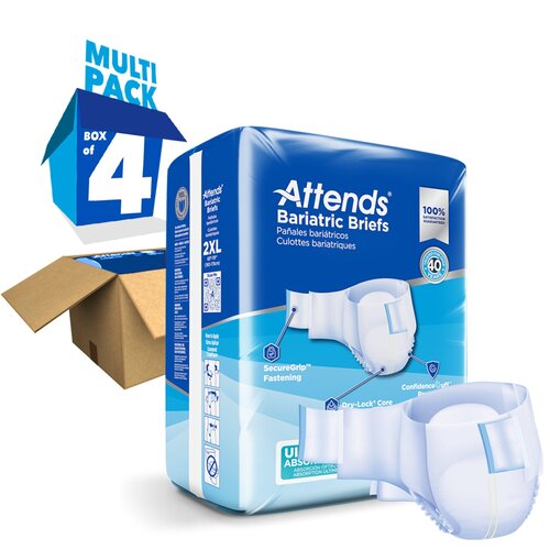 MON950227CS - Attends - Attends Bariatric Incontinent Brief, Tab Closure, 2XL, Disposable Heavy Absorbency, 48 EA/CS