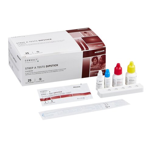 MON951316KT - McKesson - Consult&trade; Respiratory Test Kit, Strep A Test, CLIA Waived, 25 Tests
