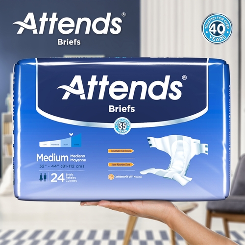 MON955305CS - Attends - Attends Incontinent Brief Attends Tab Closure Large Disposable Moderate Absorbency, 72 EA/CS