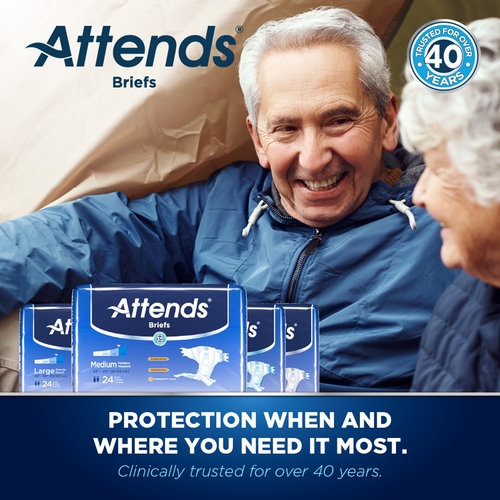MON955305CS - Attends - Attends Incontinent Brief Attends Tab Closure Large Disposable Moderate Absorbency, 72 EA/CS