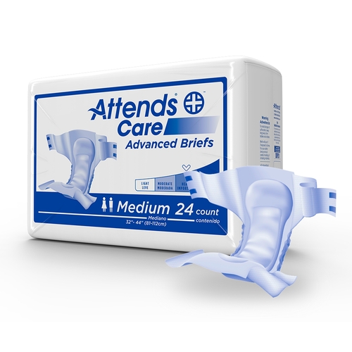 MON955307CS - Attends - Attends Incontinent Brief Attends Tab Closure Medium Disposable Moderate Absorbency, 96 EA/CS