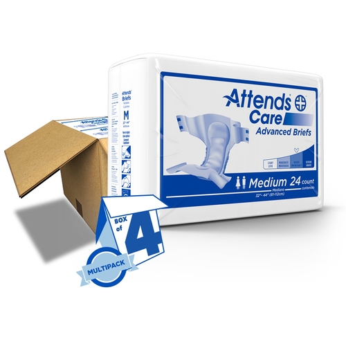 MON955307CS - Attends - Attends Incontinent Brief Attends Tab Closure Medium Disposable Moderate Absorbency, 96 EA/CS