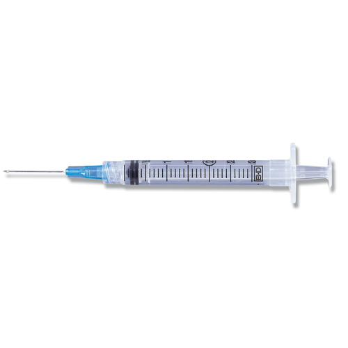 BD PrecisionGlide Syringe with Hypodermic Needle 3mL, 25 Gauge x 5/8 Inch  (Pack of 100)