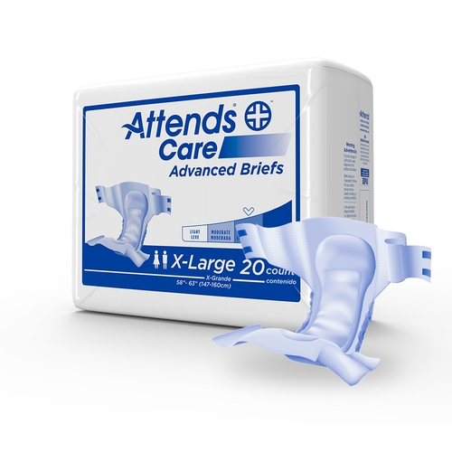 MON957931CS - Attends - Attends Incontinent Brief Attends Tab Closure X-Large Disposable Moderate Absorbency, 60 EA/CS