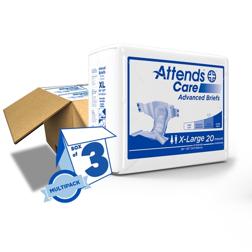 MON957931CS - Attends - Attends Incontinent Brief Attends Tab Closure X-Large Disposable Moderate Absorbency, 60 EA/CS