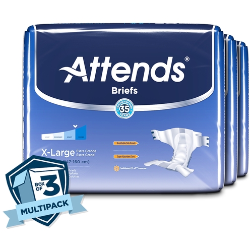 MON959160CS - Attends - Attends Incontinent Brief Attends Tab Closure X-Large Disposable Moderate Absorbency, 60 EA/CS