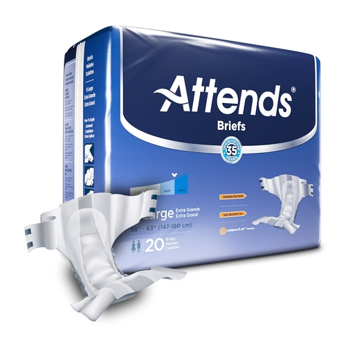 MON959160CS - Attends - Attends Incontinent Brief Attends Tab Closure X-Large Disposable Moderate Absorbency, 60 EA/CS