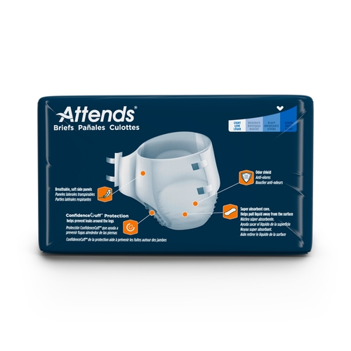 MON959837CS - Attends - Attends Unisex Incontinence Brief Attends&reg; Small Disposable Heavy Absorbency