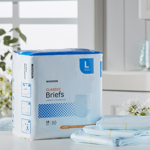 MON973139CS - McKesson - McKesson Incontinent Brief Lite Tab Closure Large Disposable Light Absorbency, 72 EA/CS