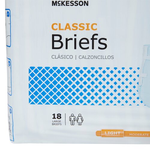 MON973139CS - McKesson - McKesson Incontinent Brief Lite Tab Closure Large Disposable Light Absorbency, 72 EA/CS