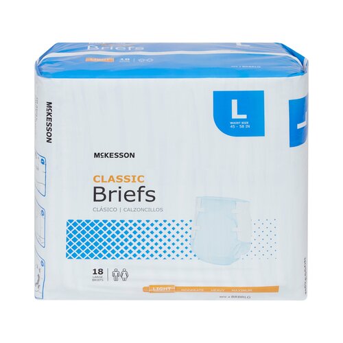 MON973139CS - McKesson - McKesson Incontinent Brief Lite Tab Closure Large Disposable Light Absorbency, 72 EA/CS