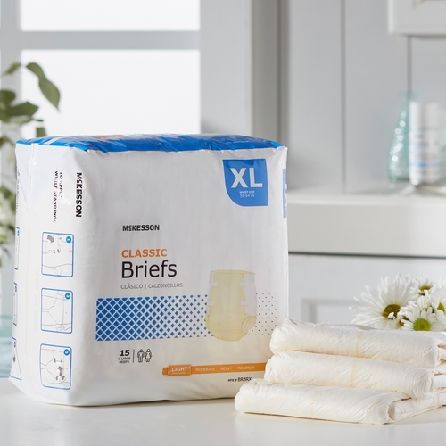 MON973141CS - McKesson - McKesson Incontinent Brief Lite Tab Closure X-Large Disposable Light Absorbency, 60 EA/CS