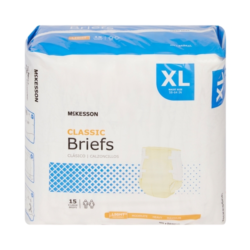 MON973141CS - McKesson - McKesson Incontinent Brief Lite Tab Closure X-Large Disposable Light Absorbency, 60 EA/CS