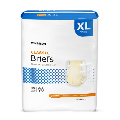 MON973141CS - McKesson - McKesson Incontinent Brief Lite Tab Closure X-Large Disposable Light Absorbency, 60 EA/CS