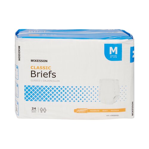 MON973142CS - McKesson - McKesson Incontinent Brief Lite Tab Closure Medium Disposable Light Absorbency, 96 EA/CS