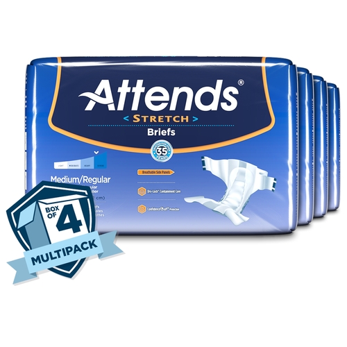 MON980213CS - Attends - Attends Incontinent Brief Attends Tab Closure Medium / Regular Disposable Moderate Absorbency, 96 EA/CS