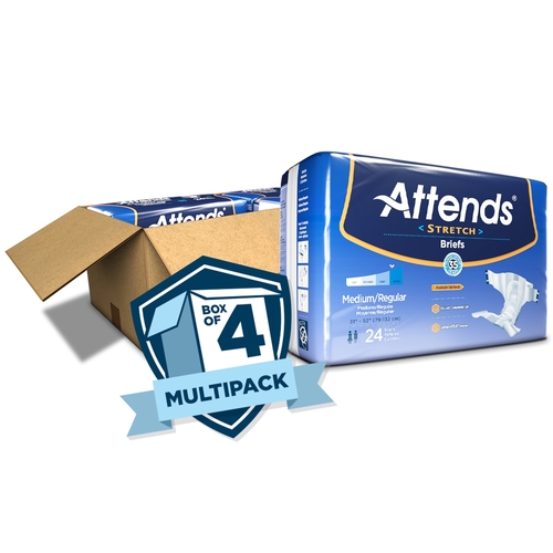 MON980213CS - Attends - Attends Incontinent Brief Attends Tab Closure Medium / Regular Disposable Moderate Absorbency, 96 EA/CS
