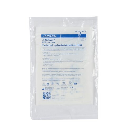 MON981049CS - Amsino International - Amsino International Enteral Feeding Pump Bag Set ALCOR AMSure 1200 mL ENFit Connector, 30/CS