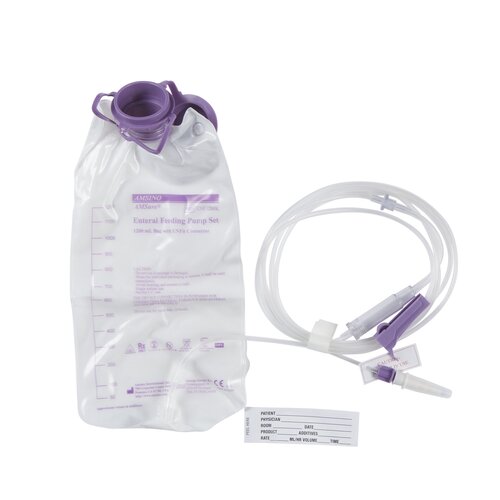 MON981049CS - Amsino International - Amsino International Enteral Feeding Pump Bag Set ALCOR AMSure 1200 mL ENFit Connector, 30/CS