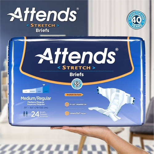 MON981738CS - Attends - Attends Stretch&reg; Moderate Absorbency Briefs, XL, 96/CS