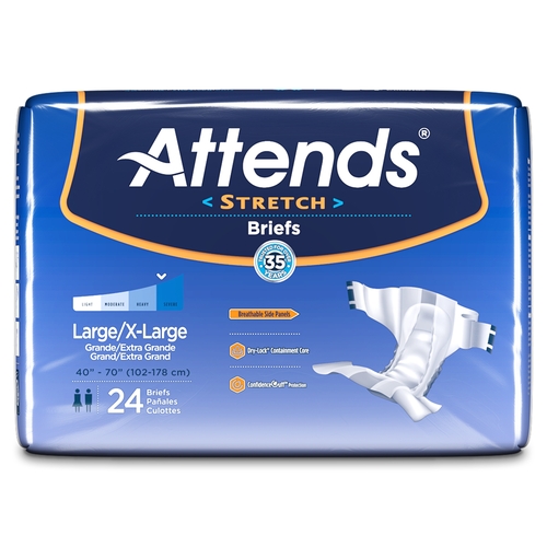 MON981738CS - Attends - Attends Stretch&reg; Moderate Absorbency Briefs, XL, 96/CS