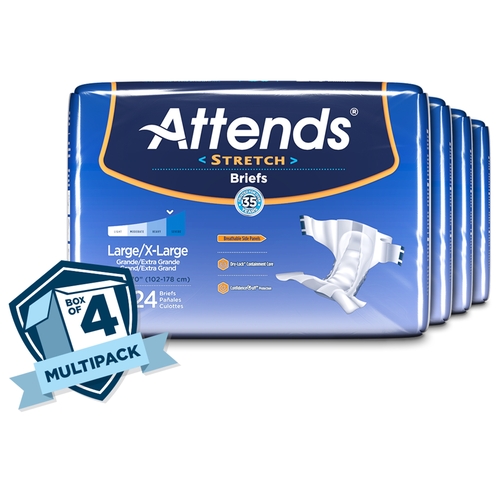 Attends Advanced Briefs with Advanced Dry-Lock Technology for Adult  Incontinence Care, Large, Unisex, 24 Count (Pack of 3) Large 24 Count (Pack  of 3)