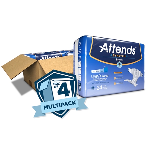 MON981738CS - Attends - Attends Stretch&reg; Moderate Absorbency Briefs, XL, 96/CS