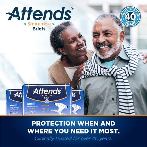 MON981738CS - Attends - Attends Stretch&reg; Moderate Absorbency Briefs, XL, 96/CS