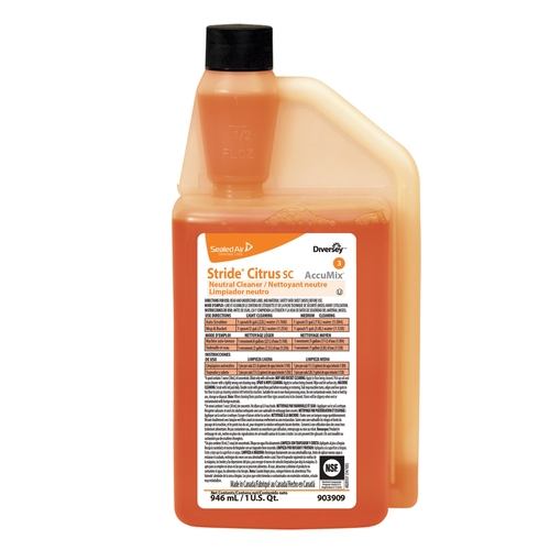 MON987173CS - Diversey - Diversey Stride Citrus SC Surface Cleaner Alcohol Based Manual Pour Liquid Concentrate 32 oz. Bottle Citrus Scent NonSterile, 6/CS