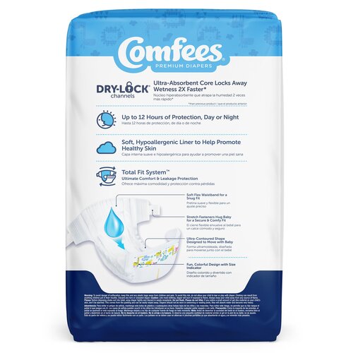 MON993244CS - Attends - Unisex Baby Diaper Comfees Size 2 Disposable Moderate Absorbency, 168 per Case