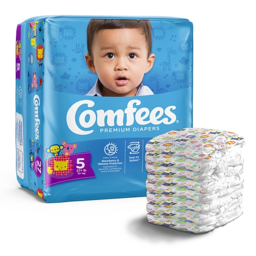 MON993247CS - Attends - Attends Baby Diaper Comfees Tab Closure Size 5 Disposable Moderate Absorbency, 27/BG, 4BG/CS
