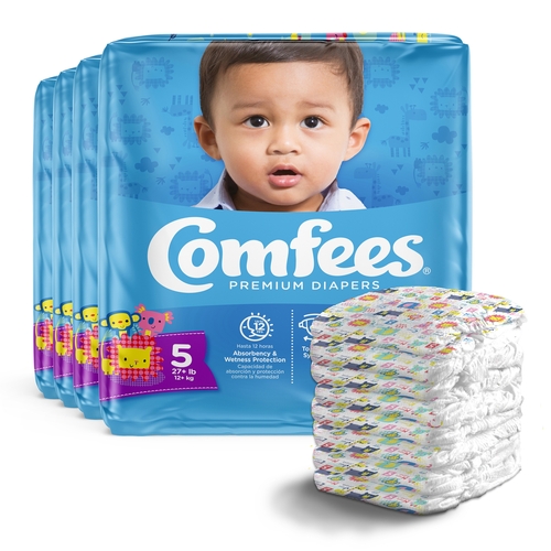 MON993247CS - Attends - Attends Baby Diaper Comfees Tab Closure Size 5 Disposable Moderate Absorbency, 27/BG, 4BG/CS