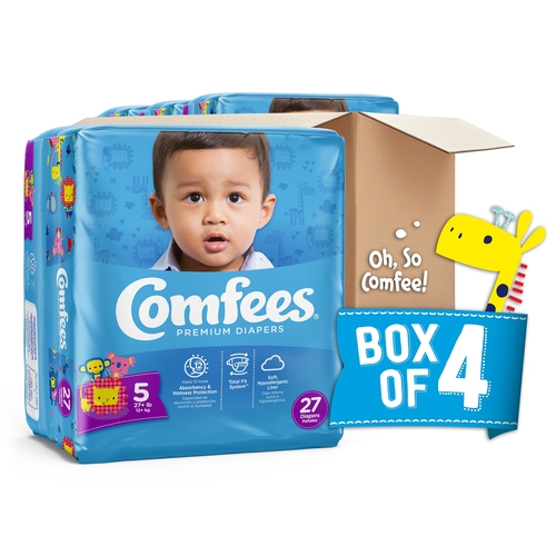 MON993247CS - Attends - Attends Baby Diaper Comfees Tab Closure Size 5 Disposable Moderate Absorbency, 27/BG, 4BG/CS