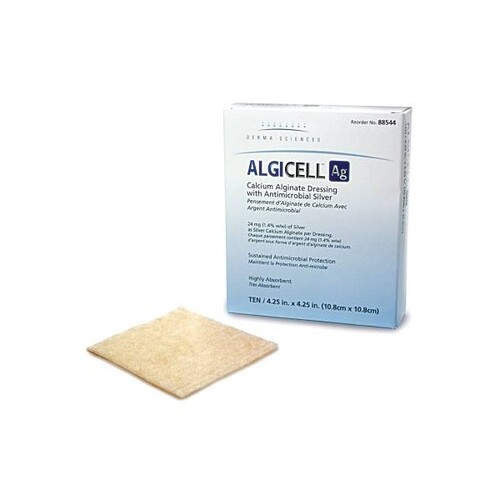 MON993952CS - Derma Sciences - Derma Sciences Silver Calcium Alginate Dressing Algicell Ag 4 x 5&quot; Rectangle Sterile, 50 EA/CS
