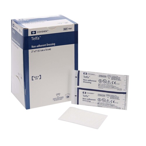 MON9962CS - Cardinal Health - Cardinal Health Non-Adherent Dressing Telfa&trade; Ouchless Cotton 2" X 3", 100EA/BX, 24BX/CS