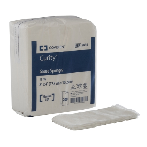 MON9972CS - Cardinal Health - Cardinal Health USP Type VII Gauze Sponge Curity Cotton 12-Ply 4 x 8&quot; Rectangle NonSterile, 2000 EA/CS