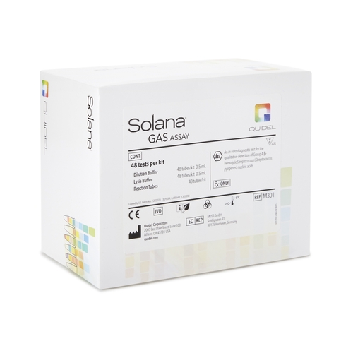 MON997305KT - Quidel - Rapid Test Kit Solana&reg; GAS Molecular Diagnostic Group A B-hemolytic Streptococcus Throat Swab Sample 48 Tests, 1/KT