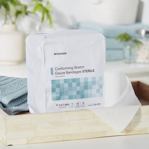 MON999366CS - McKesson - McKesson Conforming Bandage Poly Blend 4" X 4-1/10 Yard Roll Sterile, 1EA/PK, 12PK/BG, 8BG/CS