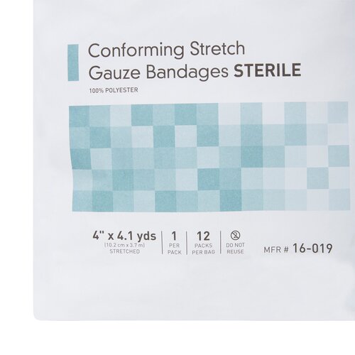 MON999366CS - McKesson - McKesson Conforming Bandage Poly Blend 4" X 4-1/10 Yard Roll Sterile, 1EA/PK, 12PK/BG, 8BG/CS