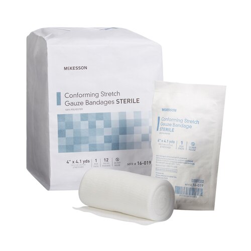 MON999366CS - McKesson - McKesson Conforming Bandage Poly Blend 4" X 4-1/10 Yard Roll Sterile, 1EA/PK, 12PK/BG, 8BG/CS