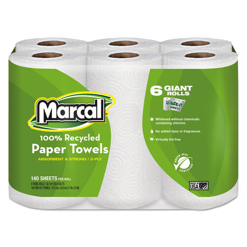 MRC6181CT - Marcal - Premium Recycled Giant Roll Towels, 11 x 5 7/10, White, 140/Roll