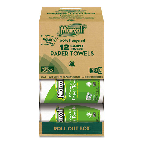 MRC6183 - Marcal - Premium Recycled Giant Roll Towels, 11x5-7/10, Roll Out Dispenser Carton, 140/Roll