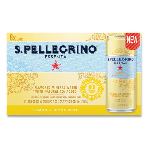 NLE12394352 - Nestle - Essenza Flavored Mineral Water, Lemon and Lemon Zest, 11.15 oz Can, 8/Pack