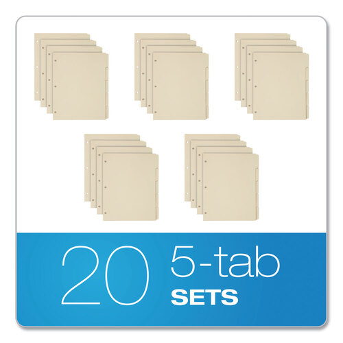 OXF13V - Oxford - Write-On Tab Dividers, 5-Tab, 11 x 8.5, Manila, 20 Sets