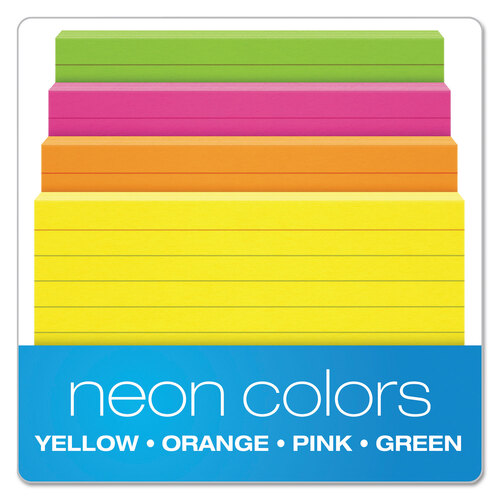 Oxford Index Cards, Ruled, Assorted Glow Colors, 3 x 5 Inch - 100 cards