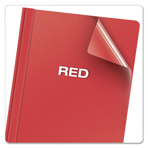 OXF55811 - Oxford - Clear Front Standard Grade Report Cover, Three-Prong Fastener, 0.5&quot; Capacity, 8.5 x 11, Clear/Red, 25/Box