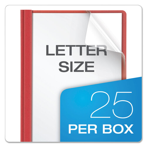 OXF55811 - Oxford - Clear Front Standard Grade Report Cover, Three-Prong Fastener, 0.5&quot; Capacity, 8.5 x 11, Clear/Red, 25/Box